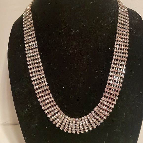 MCM 27” silver tone 6 row w/636 prong set Austrian crystals Tennis necklace - Picture 2 of 14
